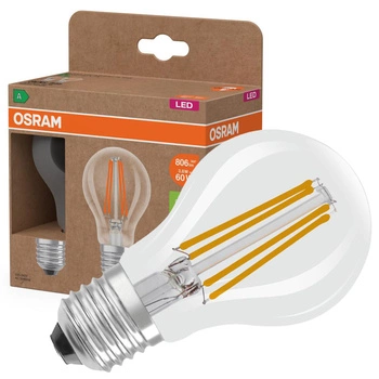 2x Żarówka LED A60 E27 3.8W = 60W 806lm 2700K Ciepła 300° Filament CLASSIC ENERGY EFFICIENCY Osram
