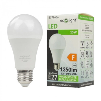Żarówka LED A60 E27 15W 1350lm 3000K Ciepła Ecolight