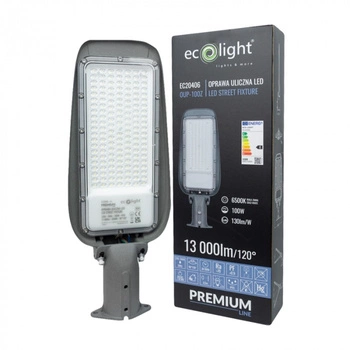 Lampa Uliczna Drogowa LED 100W 13000lm 6500K Zimna IP65 130lm/W PREMIUM Ecolight