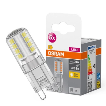 5x Żarówka LED Kapsułka G9 2.6W = 30W 320lm 2700K Ciepła 300° BASE Osram