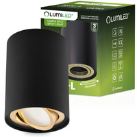 Oprawa Natynkowa HALOGENOWA Spot Tuba Ruchoma GU10 Okrągła Czarno-Złota 115mm AMAT-L LUMILED