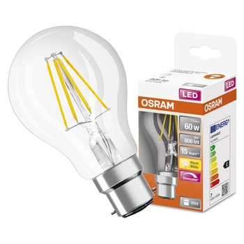 Żarówka LED A60 B22d 7W = 60W 806lm 2700K Ciepła 300° Ściemnialna Retrofit Filament CLASSIC Osram