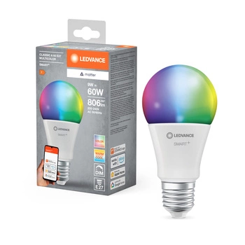 Żarówka LED E27 9W = 60W 806lm RGBW CCT Ściemnialna SMART+ Matter Wifi Classic Ledvance