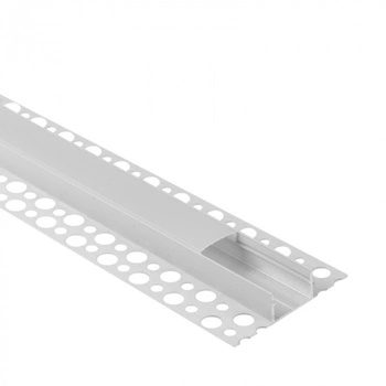 Profil Aluminiowy LED do Płyt GK Gipsowych REGIPS Szeroki Podpłytkowy do Glazury Biały 2m z Kloszem Mlecznym do Taśm LED + Zaślepki seria GNS Ecolight
