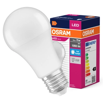 Żarówka LED A60 E27 10W = 75W 1055lm 6500K Zimna 150° VALUE CLASSIC Osram