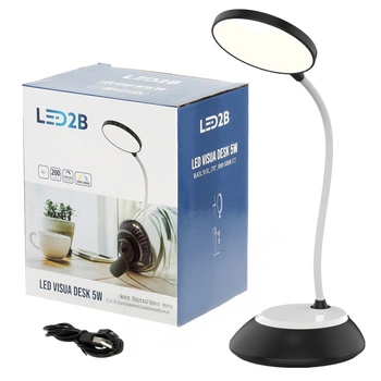 Lampka Biurkowa Stołowa LED 5W 200lm CCT 270° Akumulatorowa Czarna Visua Kobi