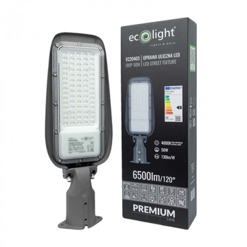 Lampa Uliczna Drogowa LED 50W 6500lm 4000K Neutralna IP65 130lm/W PREMIUM Ecolight