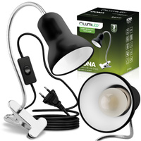 Lampka Biurkowa Stołowa Regulowana DONA Szkolna Nocna E27 Klips Czarna LUMILED