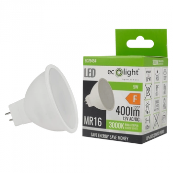 Żarówka LED Reflektor MR16 GU5.3 5W 400lm 3000K Ciepła 12V Ecolight