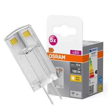5x Żarówka LED Kapsułka G4 0.9W = 10W 100lm 2700K Ciepła 12V 320° BASE Osram