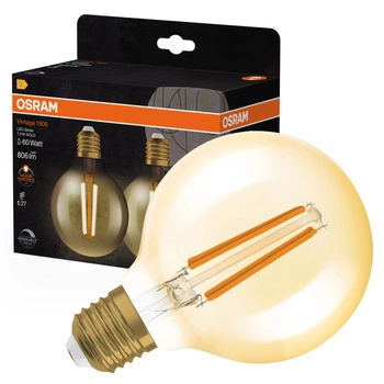 2x Żarówka LED Dekoracyjna G80 Kula E27 7.2W = 60W 806lm 2400K Ciepła 300° Ściemnialna Vintage 1906 Osram