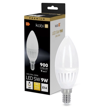 Żarówka LED E14 Świeczka 9W 900lm 3000K Ciepła 200° Premium Kobi