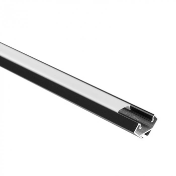 Profil Aluminiowy LED Narożny Natynkowy Czarny 1m z Kloszem Mroźnym do Taśm LED + Zaślepki seria R Ecolight