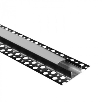 Profil Aluminiowy LED do Płyt GK Gipsowych REGIPS Szeroki Podpłytkowy do Glazury Czarny 2m z Kloszem Mroźnym do Taśm LED + Zaślepki seria GNS Ecolight