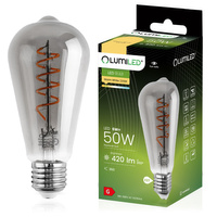 Żarówka LED EDISON E27 ST64 6W = 50W 420lm 2200K Ciepła 360° Filament LUMILED Smokey