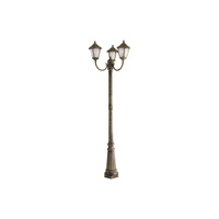 Lampa Ogrodowa Słupek Zewnętrzny Stojący 3 x E27 IP43 210cm Złoty Klasyczny Madrid Rabalux