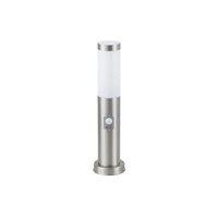 Lampa Ogrodowa Słupek Zewnętrzny Stojący E27 IP44 z Czujnikiem Ruchu 45cm Chrom Nowoczesny Inox torch Rabalux