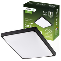 Plafon LED Lampa Sufitowa Natynkowa 2x E27 DUALIO Kwadratowy IP44 30cm LUMILED
