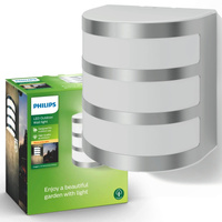 Kinkiet Ogrodowy Lampa Elewacyjna Zewnętrzna LED 3.2W 270lm 2700K IP44 Srebrna Calgary Philips