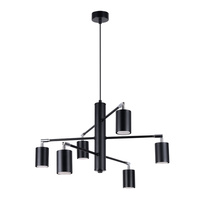 Lampa Sufitowa Wisząca Zwis 6x GU10 Żyrandol Tubularna Czarna Nowoczesna Lemmi Sollux