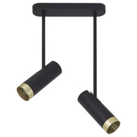 Lampa Sufitowa Reflektor Punktowy 2x GU10 Czarna Złota PORTO Sanico Goldlux