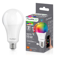 Żarówka LED E27 A70 15W = 100W 1500lm RGB CCT Ściemnialna Inteligentna TUYA WiFi SMART SAYO LUMILED