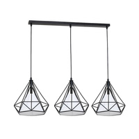 Lampa wisząca sufitowa TRIANGOLO 3x E27 Czarno-biała Metal + tkanina Milagro