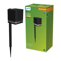 Lampa Ogrodowa Solarna Zewnętrzna SŁUPEK Wbijana 54cm LED 1.8W 200lm 2700K z Czujnikiem Zmierzchu Virona Philips