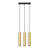 Lampa Sufitowa Wisząca Zwis 3x GU10 Tuba Żyrandol Tubularna Złota Połysk Nowoczesna Lagos Sollux