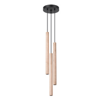 Lampa Sufitowa Wisząca Zwis 3x G9 Żyrandol Tubularna drewno Nowoczesna Pastelo Sollux