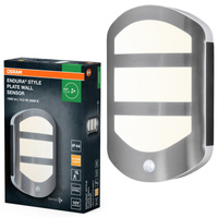 Kinkiet Ogrodowy Lampa Elewacyjna Zewnętrzna LED z Czujnikiem Ruchu i Zmierzchu 12.5W 650lm 3000K Ciepła Aluminium IP44 Endura Osram