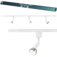 Zestaw Szynowy Lampa Sufitowa Szynoprzewód 1m + 3x Reflektor Szynowy LED GU10 Jednofazowy Biały EasyLink Tobia Philips