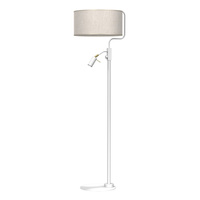 Lampa Podłogowa Stojąca LINO Biała Lniana 1xE27 + 1x mini GU10 Milagro