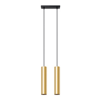 Lampa Sufitowa Wisząca Zwis 2x GU10 Żyrandol Tubularna Złota Połysk Nowoczesna Lagos Sollux