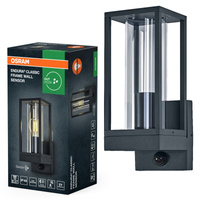 Kinkiet Ogrodowy Lampa Elewacyjna Zewnętrzna E27 Szary IP44 z Czujnikiem Ruchu i Zmierzchu Endura Osram