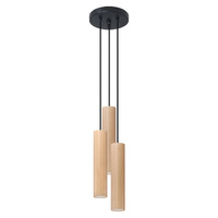 Lampa Sufitowa Wisząca Zwis 3x GU10 Tubularna Brązowa Skandynawska Lino Sollux