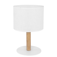 Lampa Stołowa Biurkowa Nocna DEVA Biała Drewniana Nowoczesna E27 5217 TK Lighting