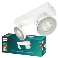 Lampa Sufitowa Reflektor LED 9W 1000lm 2200-2700K Ściemnialna WarmGlow Biała Clockwork Philips