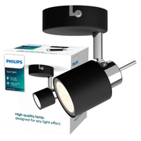 Lampa Kinkiet Ścienny Reflektor GU10 Czarna Meranti Philips