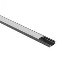 Profil Aluminiowy LED Natynkowy Czarny 1m z Kloszem Mroźny do Taśm LED + Zaślepki seria N Ecolight