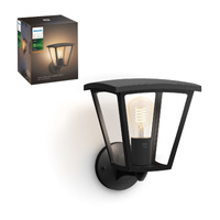 Lampa Ogrodowa LED Kinkiet Elewacyjny INARA E27 IP44 Latarnia do Góry Czarna PHILIPS HUE