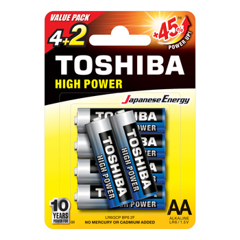 Baterie Alkaliczne TOSHIBA HIGH POWER LR6 AA 1,5V PACK 6szt