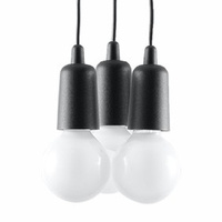 Lampa Sufitowa Wisząca Zwis 3x E27 Nieregularna Czarna Nowoczesna Diego Sollux