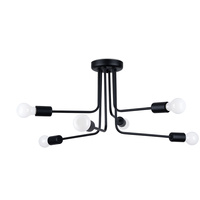Lampa Sufitowa Oprawa Natynkowa Wisząca Zwis 6x E27 Żyrandol Nieregularna Czarna Nowoczesna Norah Sollux