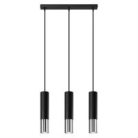 Lampa Sufitowa Oprawa Natynkowa SPOT TUBA 3x GU10 Wisząca Zwis Tubularna Czarna Chrom Nowoczesna Loopez Sollux