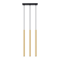 Lampa Sufitowa Wisząca Zwis 3x G9 Tuba Żyrandol Tubularna Złota Połysk Nowoczesna Pastelo Sollux
