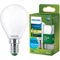 Żarówka LED E14 Kulka P45 1.2W = 25W 252lm 210lm/W 2700K Ciepła 300° KLASA A UltraEfficient Philips