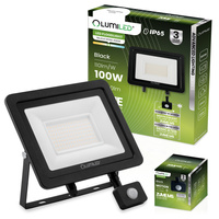 Naświetlacz z Czujnikiem Ruchu LED ZUME 100W 11000lm 4000K IP65 Czarny Advanced Lighting Series LUMILED