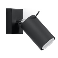 Lampa Ścienna Oprawa Natynkowa GU10 SPOT TUBA Reflektor Ruchoma Tubularna Czarna Nowoczesna Ring Sollux