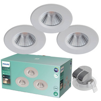 3x Oprawa Podtynkowa Wpuszczana LED 5.5W 350lm 2700K IP65 Hermetyczna Biała Dive Bathroom Philips